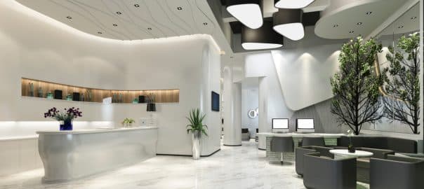 3d rendering modern luxury hotel reception and lounge office.