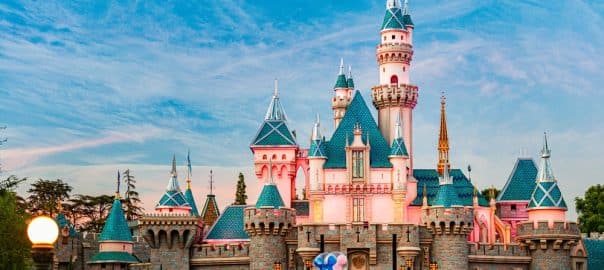 2016: Legendary Disney castle of sleeping beauty in Disneyland.