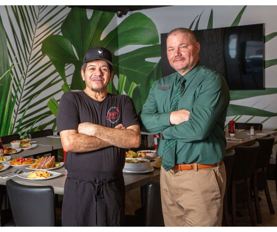 From left to right: Tilo Jimenez - Culinary Leader and Andrew Knight, Director of Operations, Mom's Kitchen in Fort Lauderdale, FL. From left to right: Tilo Jimenez - Culinary Leader and Andrew Knight, Director of Operations, Mom's Kitchen in Fort Lauderdale, FL.